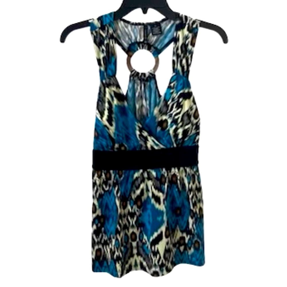 New Directions Blue Leopard Summer Top